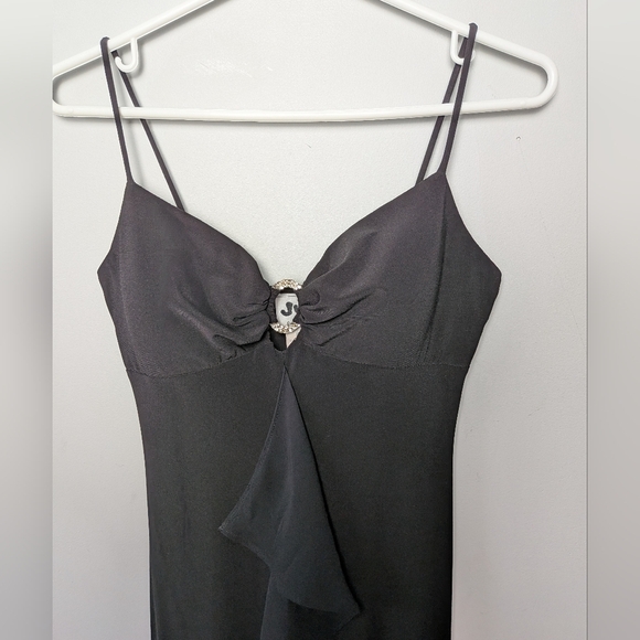 VINTAGE 90-00 JUMP Festive Maxi Women Dress Size 5-6 Black Stretch Made In USA - Picture 8 of 16